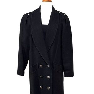 Vintage Black Maxi Wool Blend Overcoat